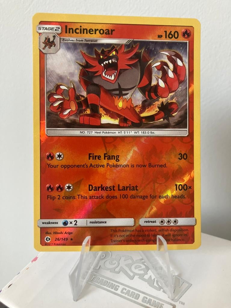 Incineroar 26/149 - Sun and Moon - Reverse Holo, Ophalen of Verzenden, Zo goed als nieuw, Losse kaart, Foil