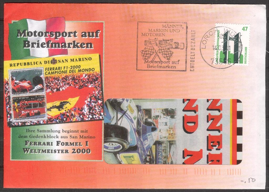 Motorsport en postzegels - Ferrari - Formule 1, Verzenden, Brief