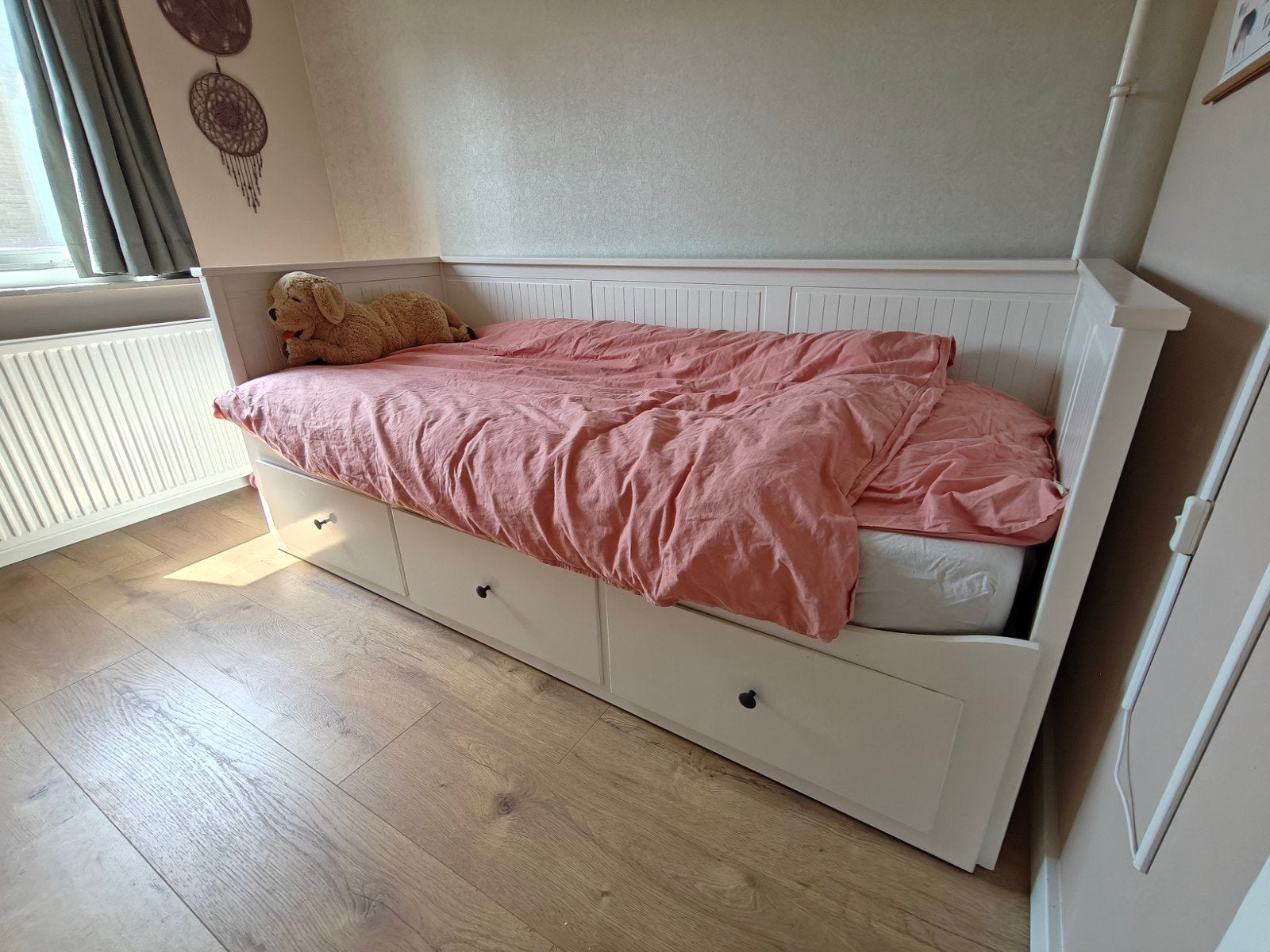 Ikea hemnes bedbank 80x200, Ophalen, Gebruikt, Wit, Tweepersoons