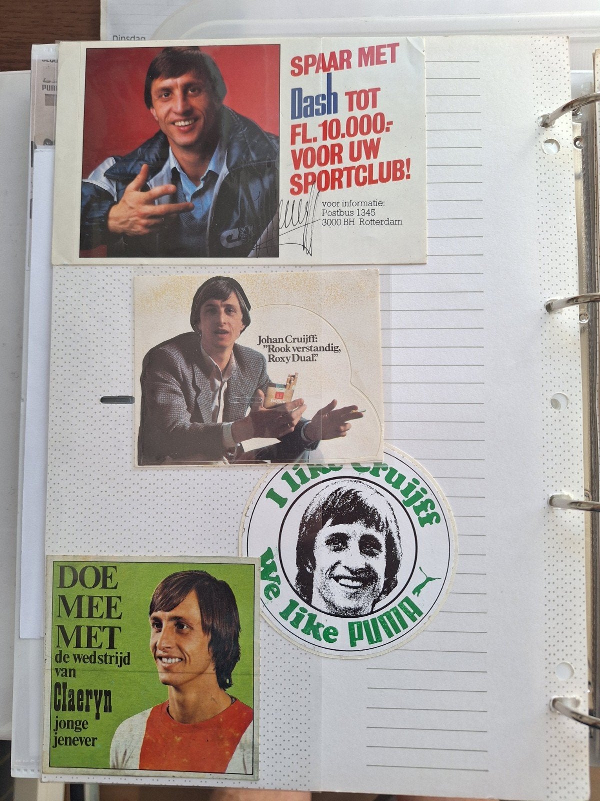 4 Zeldzame Johan Cruijff Stickers - Vintage Collectie, Verzenden, Zo goed als nieuw, Ajax, Poster, Plaatje of Sticker