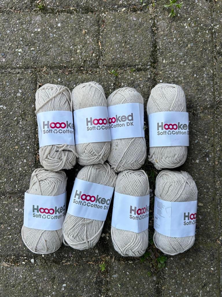 8 bollen Hoooked Soft Cotton DK - California Sand, Ophalen of Verzenden, Nieuw, Breien of Haken, Wol of Garen