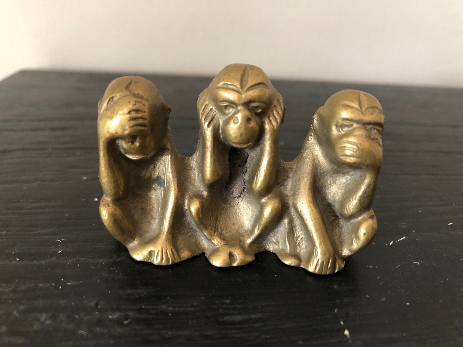 Vintage Messing Drie Wijze Apen Beeldje - Horen Zien Zwijgen, Ophalen of Verzenden