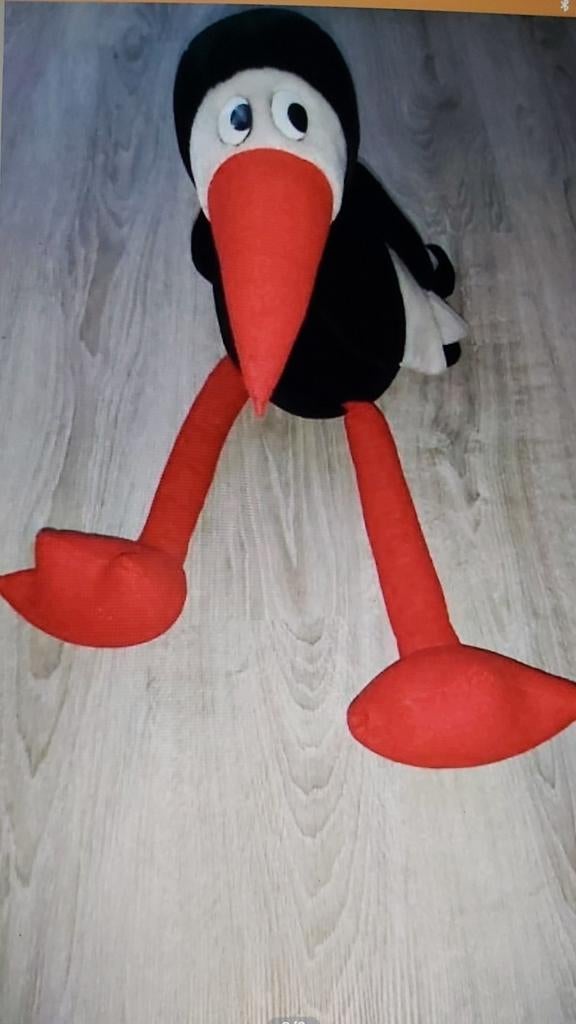 Grote Zwarte Ooievaar Knuffel - 65 cm, Overige typen, Zwart, Ophalen of Verzenden, Zo goed als nieuw