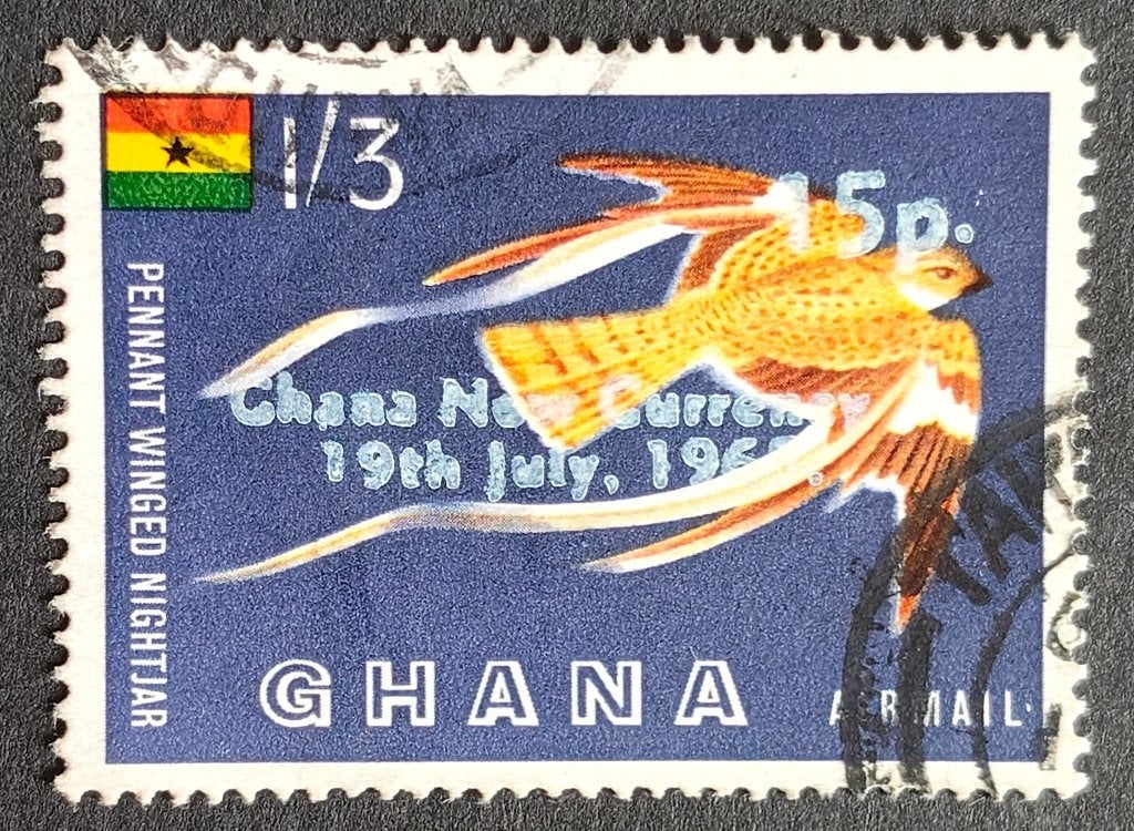 GHANA - vogel (met opdruk) luchtpost 1965, Verzenden, Overige landen, Gestempeld