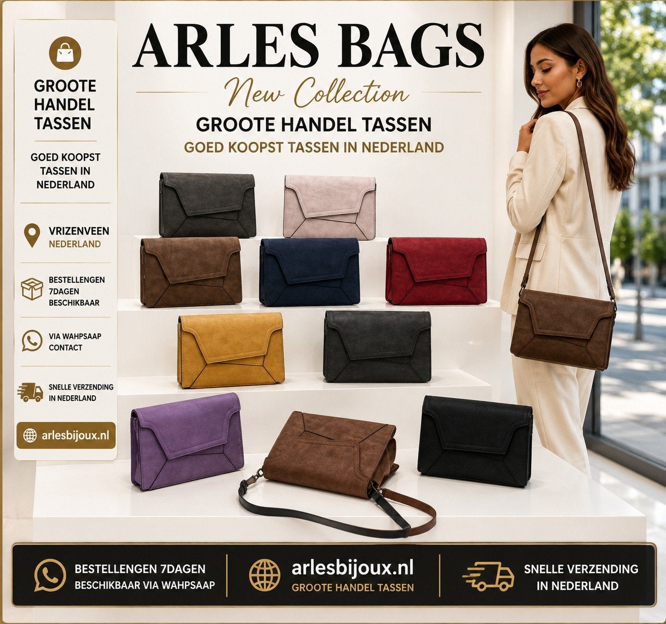 Arles bags Dames tassen- Diverse Kleuren, Sieraden, Tassen en Uiterlijk, Ophalen of Verzenden, Nieuw, Overige kleuren