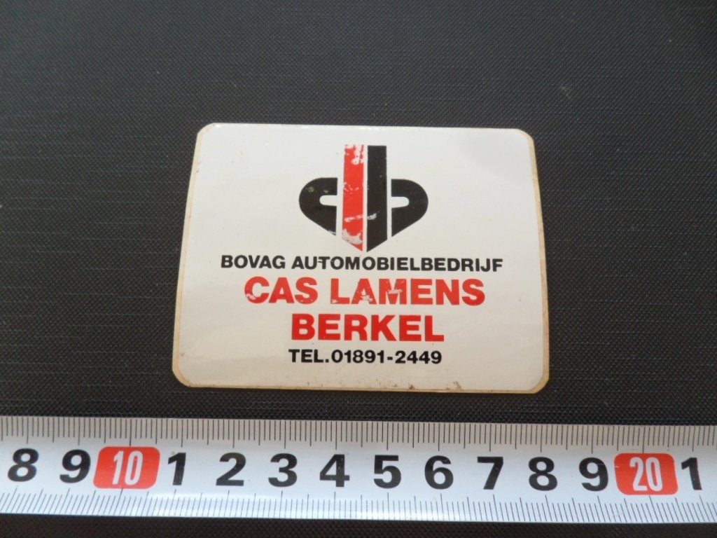 sticker Berkel CAS LAMENS BOVAG automobielbedrijf, Ophalen, Zo goed als nieuw