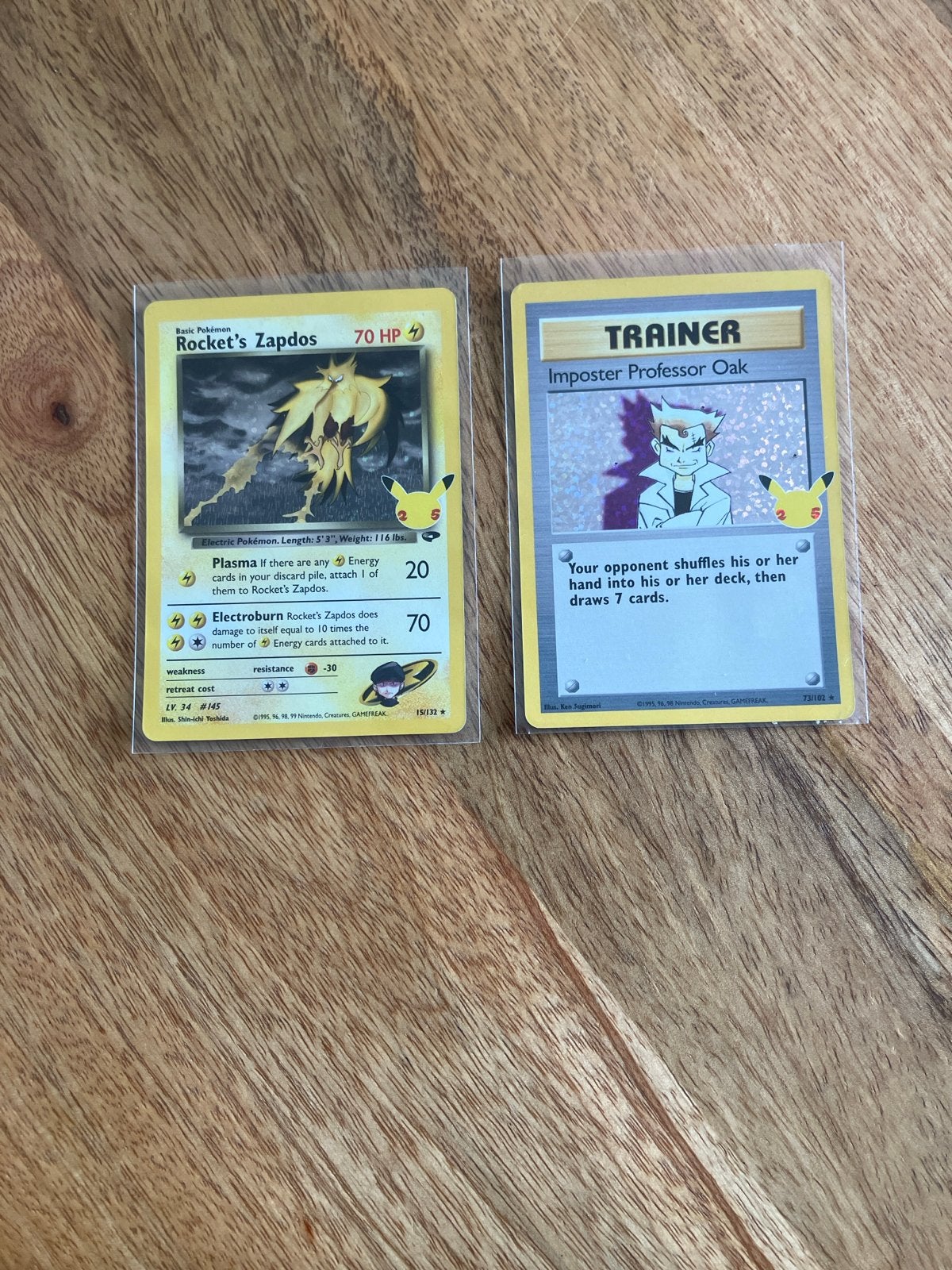 Pokémon Kaarten: Rocket's Zapdos & Imposter Professor Oak, Ophalen of Verzenden, Zo goed als nieuw, Meerdere kaarten