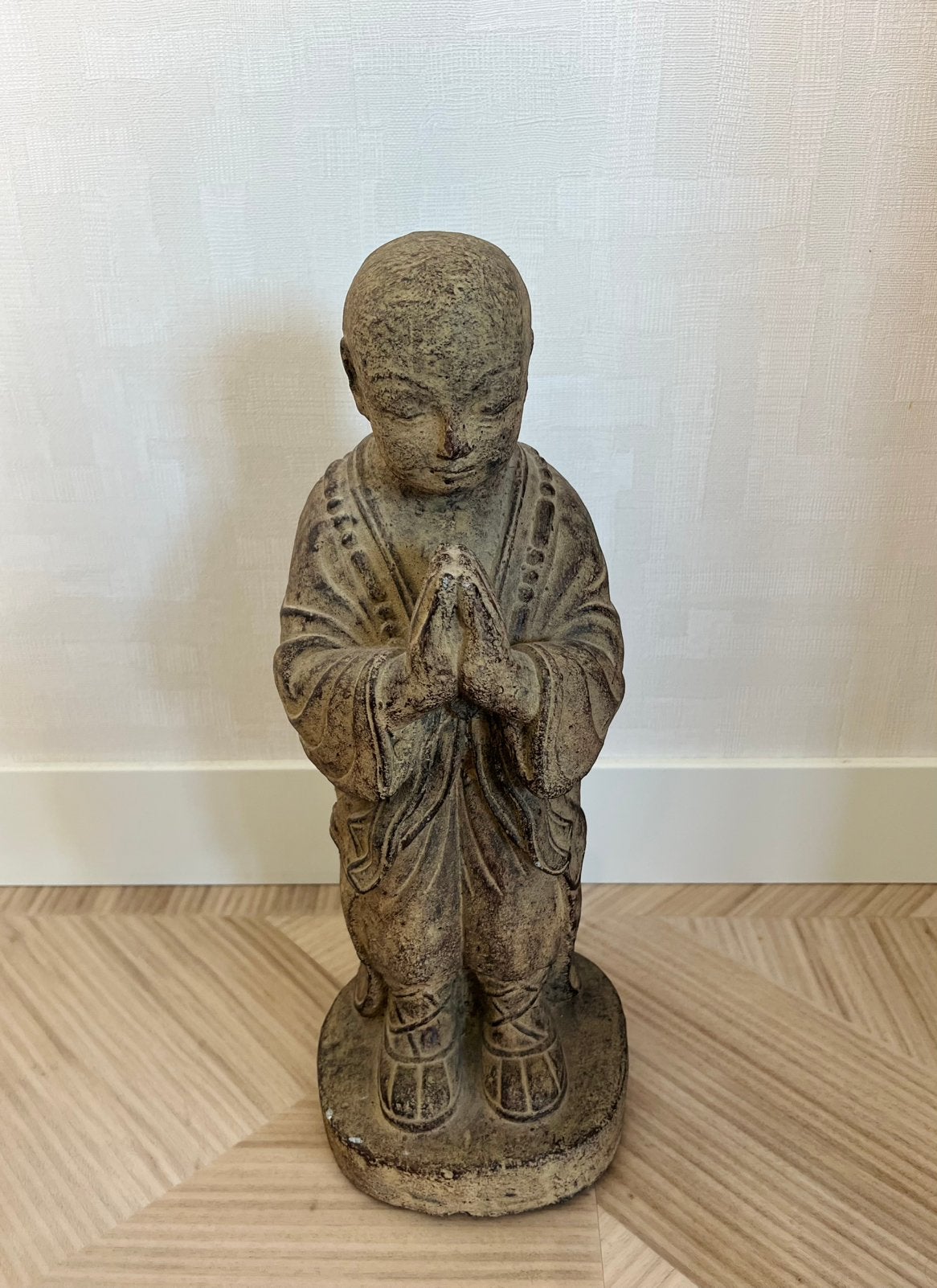 Massief stenen Shaolin monnikbeeld, Ophalen, Zo goed als nieuw, Steen/keramiek, 41 cm