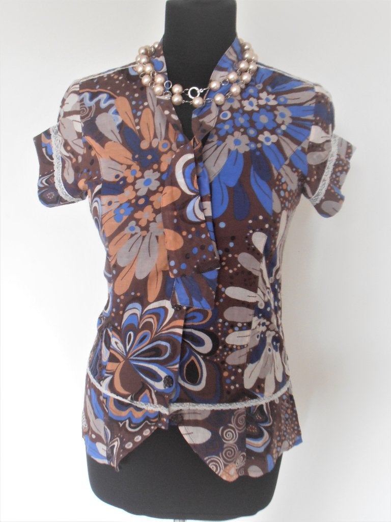 Bellissima - prachtige blauwe print zomer blouse - 36, Kleding | Dames, Zo goed als nieuw, Maat 36 (S), Bellissima, Verzenden