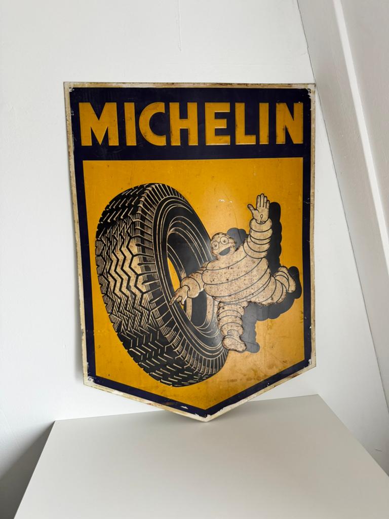 Origineel vintage Michelin bord blik (Sobi-Email) – 69 cm, Ophalen, Gebruikt, Reclamebord