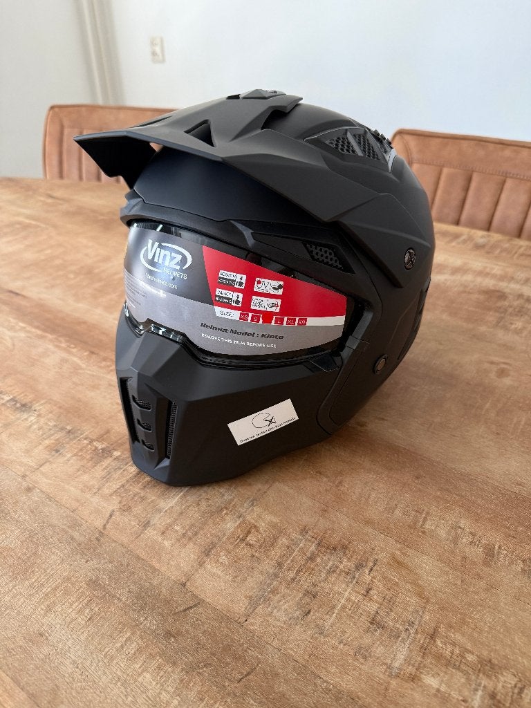 VINZ Kioto Jethelm Mat Zwart M (57-58 cm), Motoren, Overige merken, M, Dames, Jethelm