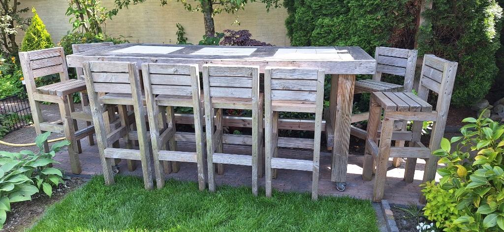 Outdoor Bartafel met 8 stoelen Douglas, Ophalen, Gebruikt, 8 zitplaatsen, Loungeset