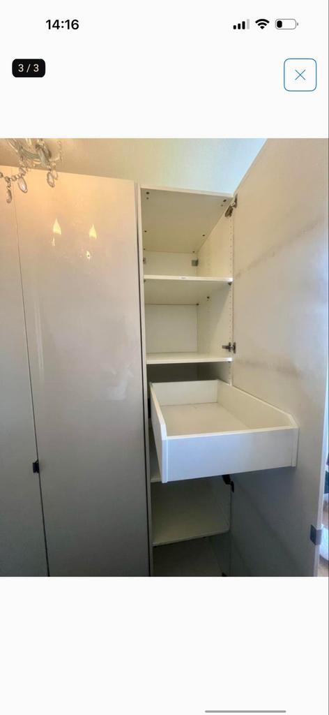 Witte IKEA PAX kledingkast met lade en legplanken, 200 cm of meer, Zo goed als nieuw, Met lade(s), 50 tot 75 cm