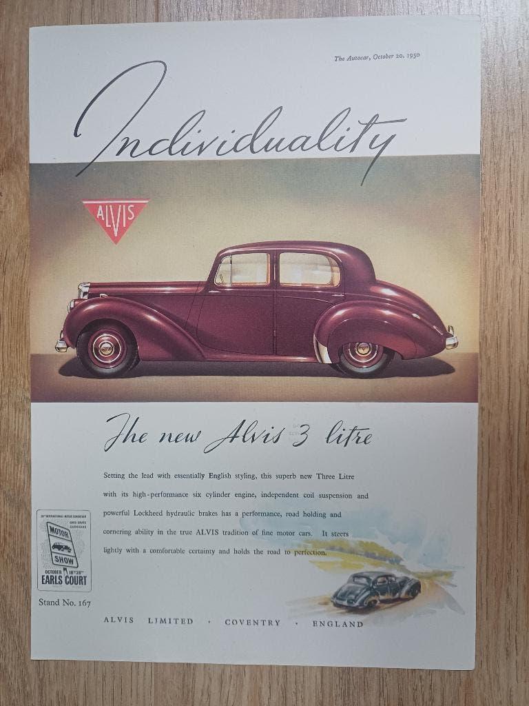 Originele Alvis advertentie uit 1950, Verzenden, Gelezen, Overige merken