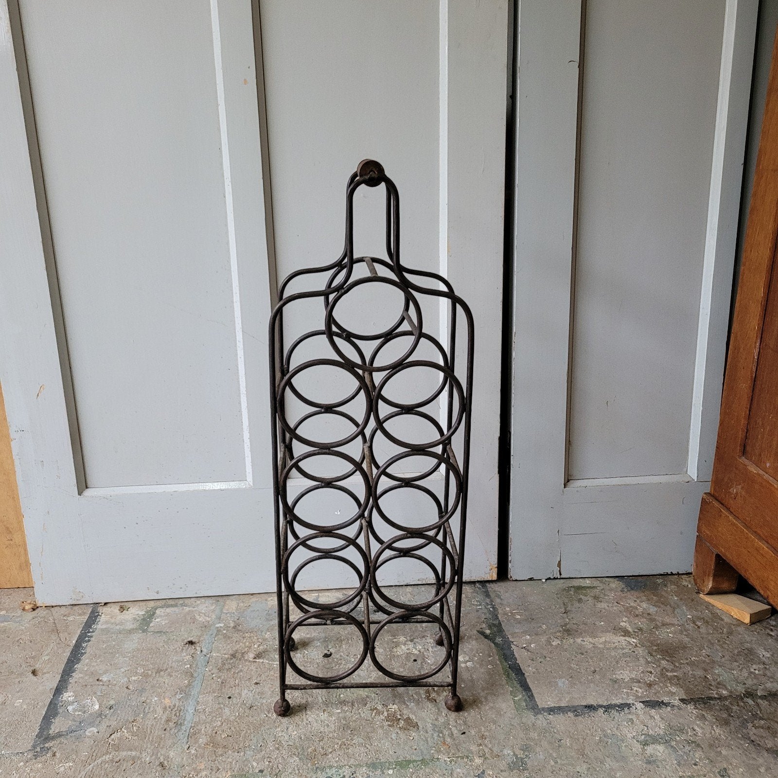 Brocante oud zwaar metalen wijnrek, Ophalen, Gebruikt, Brocante La Campagne, 5 tot 15 flessen