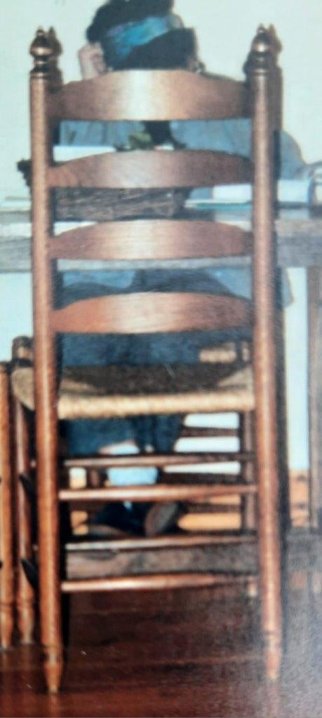 Stoere eikenhouten stoelen met rieten ztting, Ophalen, Gebruikt, Bruin, Hout