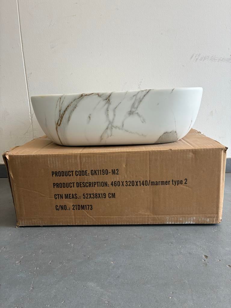 Marmeren waskom - 46x32x14cm, Huis en Inrichting, Badkamer | Badkamermeubels, Ophalen, Minder dan 50 cm, Nieuw, Minder dan 100 cm