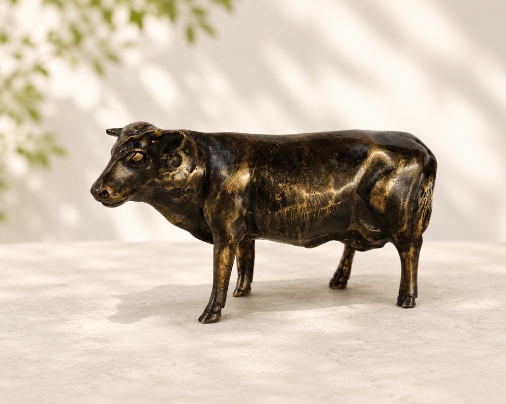 STIER EN KOE / SETPRIJS / bronzen beeld, Ophalen of Verzenden, Nieuw, Boerderijdier, Beeldje of Figuurtje