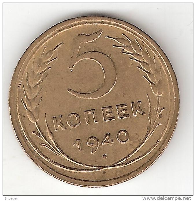 russia 5 kopeks 1940 km 108 xf+, Verzenden, Rusland, Losse munt
