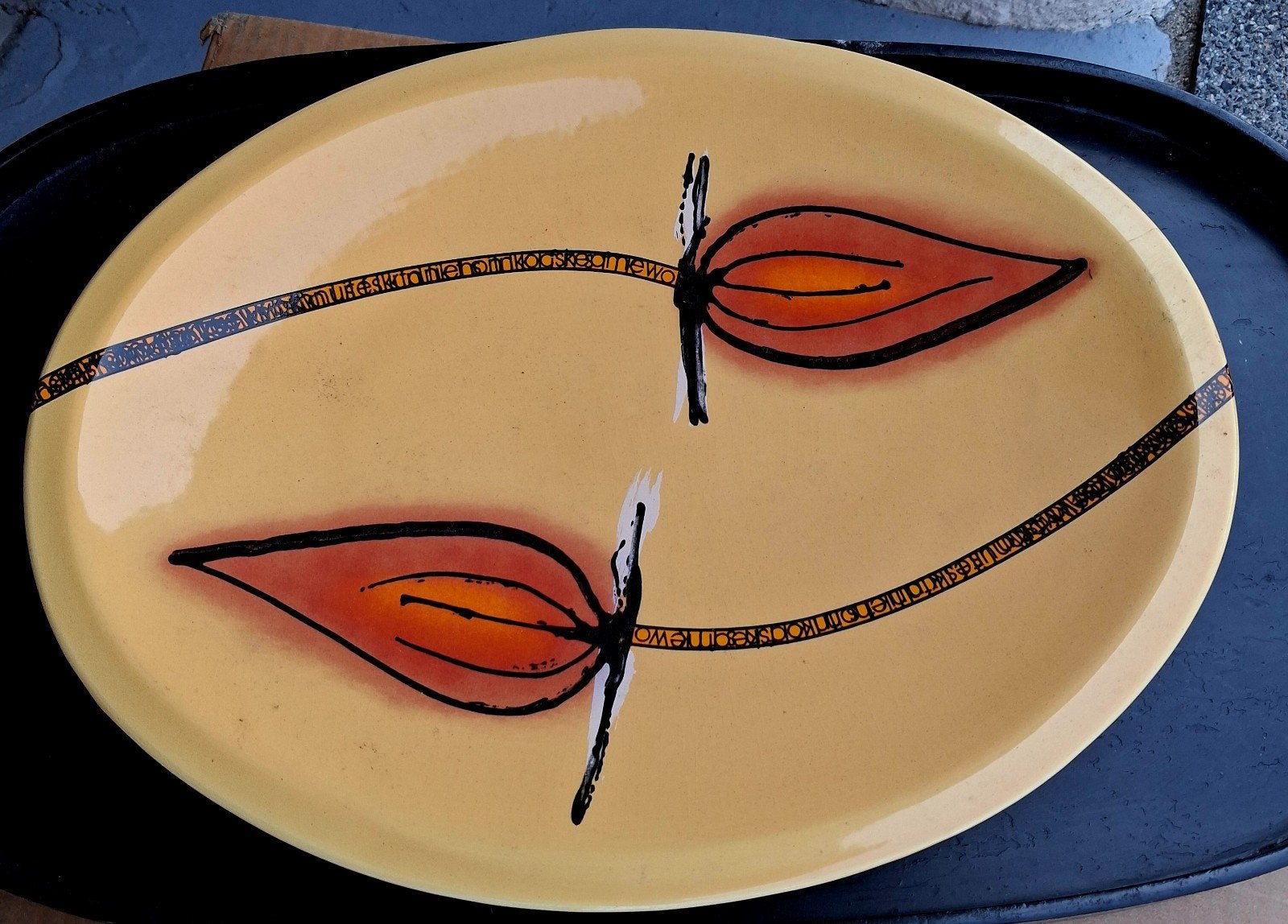 Jan Kamphuis,1955,schaal,geel,37x26 cm, Antiek en Kunst, Ophalen of Verzenden