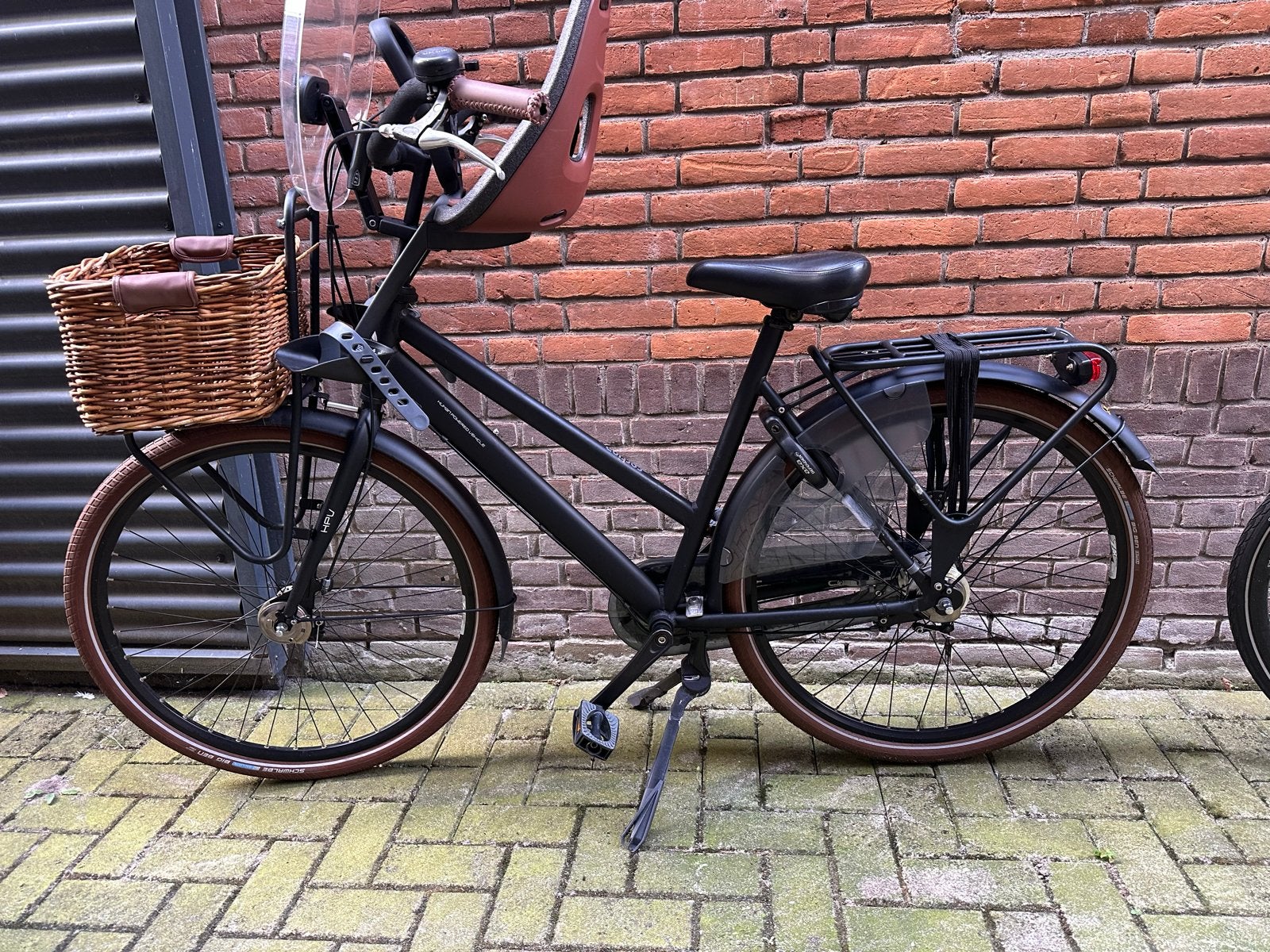 Cortina Common damesfiets met Yepp kinderzitje en windscherm, 53 tot 56 cm, Velgrem, Versnellingen, Zo goed als nieuw