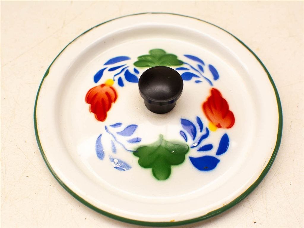 Emaille pannetje/schaaltje met deksel 35896, Antiek en Kunst, Antiek | Emaille, Ophalen of Verzenden