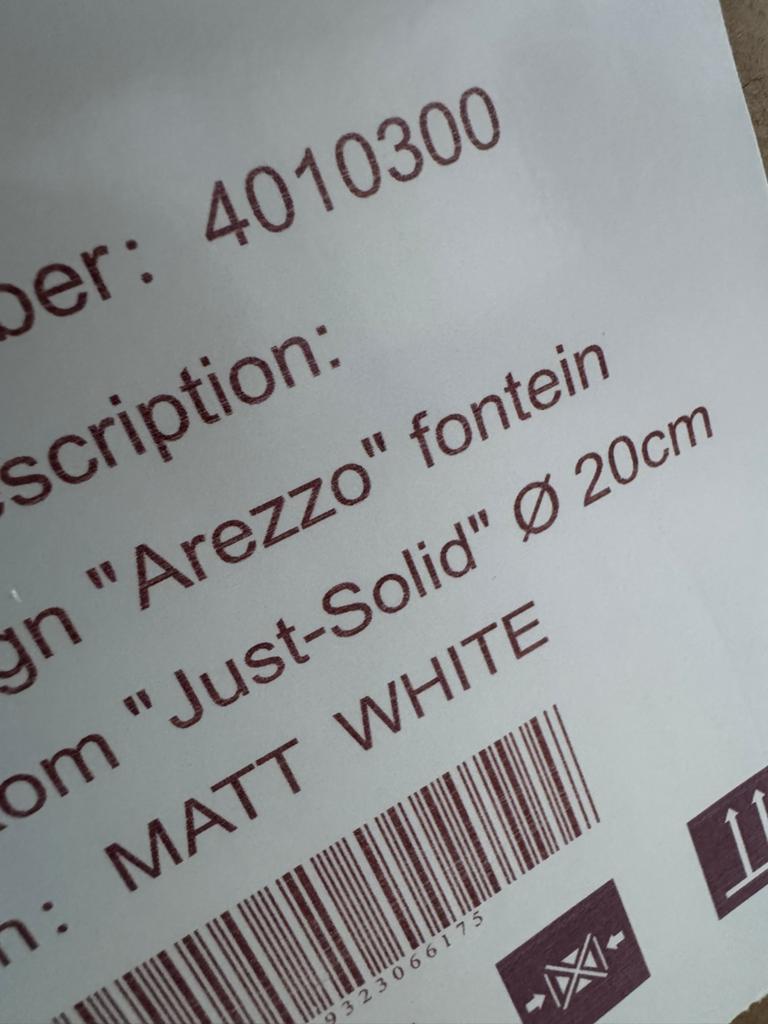 Waskom Arezzo fontein mat wit Ø 20cm, Ophalen, Nieuw, Wastafel