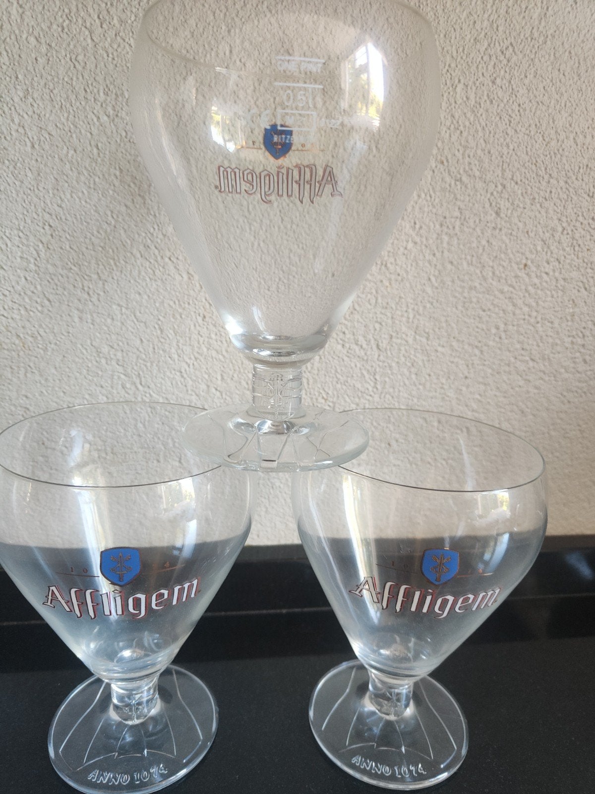 3 Affligem bierglazen 0.5 liter Ritzenhoff Mancave, Ophalen of Verzenden, Zo goed als nieuw, Glas of Glazen, Overige merken