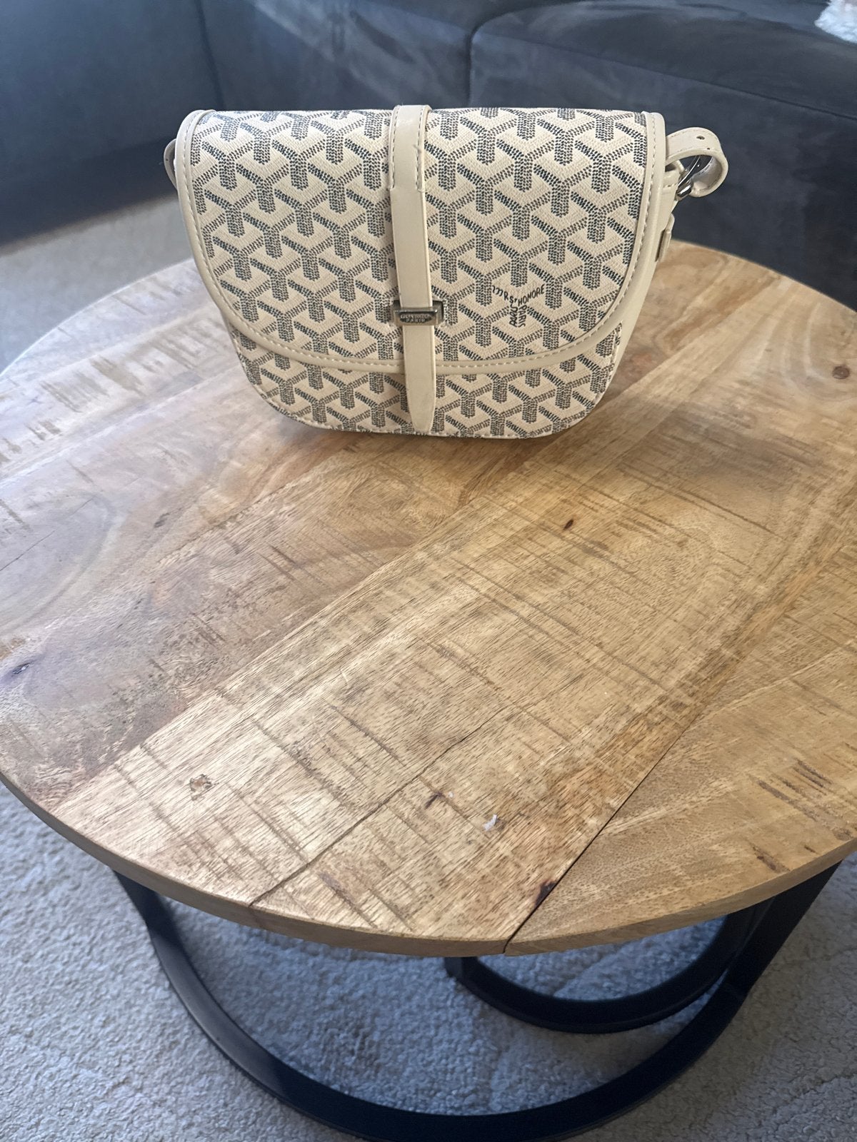 Stijlvolle schoudertas met Goyard-achtig patroon, Ophalen of Verzenden, Zo goed als nieuw, Beige, Schoudertasje