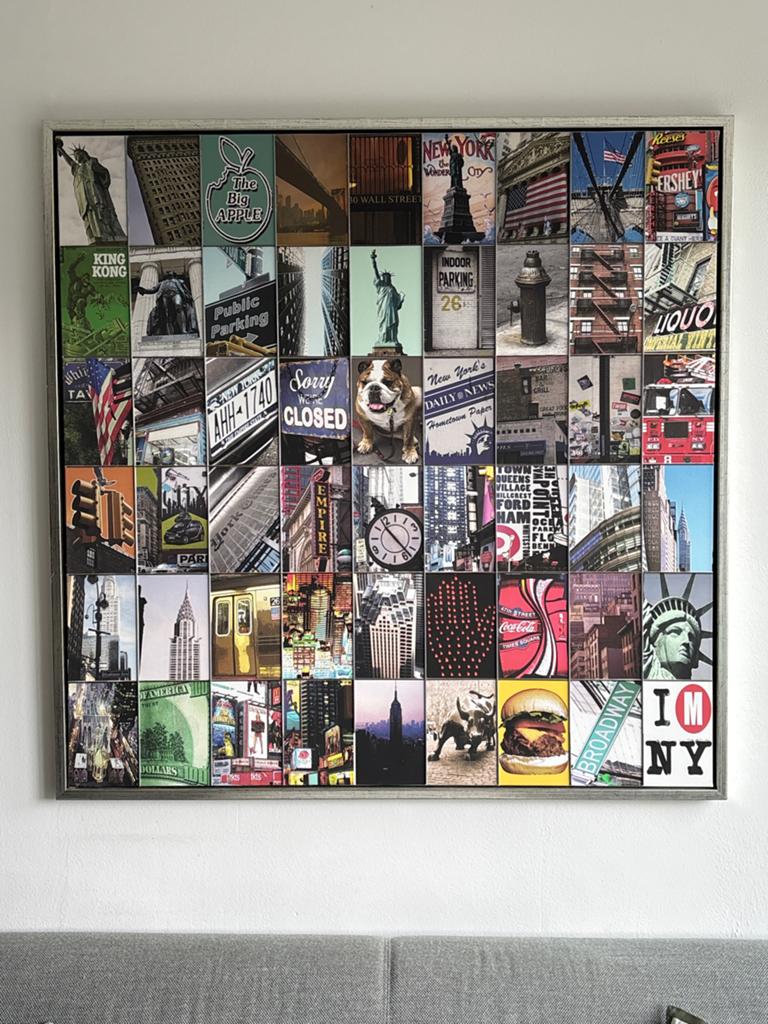 New York City Collage Kunstwerk - 114x114 cm, Huis en Inrichting, Woonaccessoires | Schilderijen, Tekeningen en Foto's, Ophalen