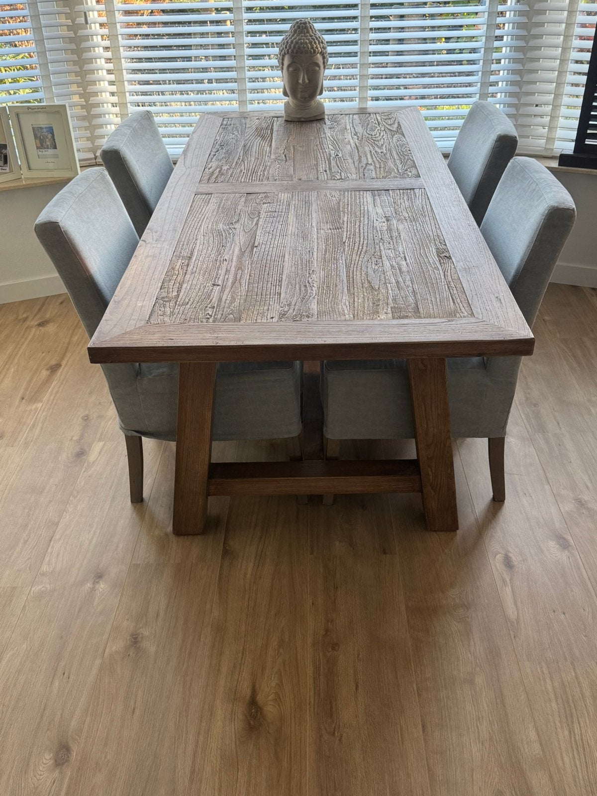 Landelijke Eetkamerstoelen met Linnen Hoezen, Huis en Inrichting, Stoelen, Ophalen, Vier, Grijs, Hout