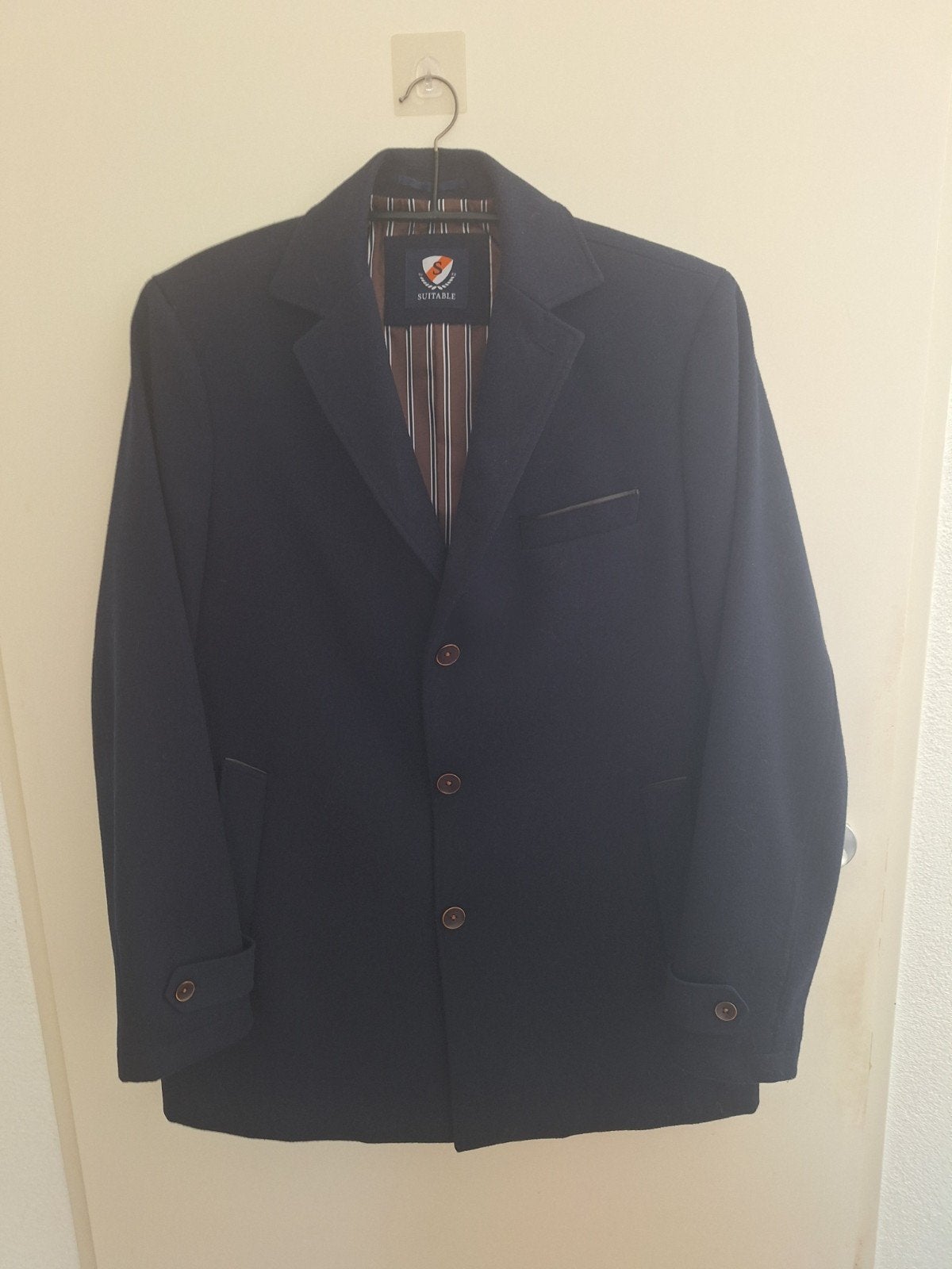 Suitable klassieke wollen heren jas - Heel donkerblauw, Ophalen of Verzenden, Zo goed als nieuw, Blauw