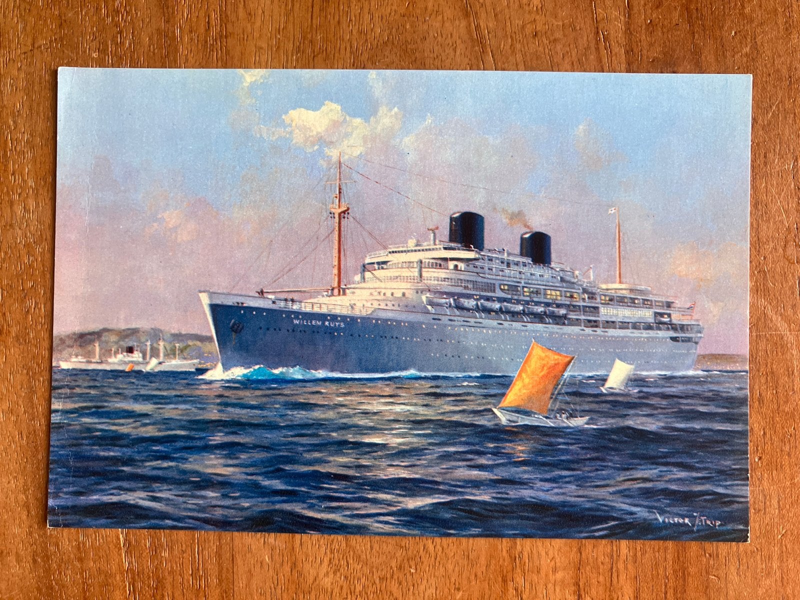 m.s. "Willem Ruys" - Koninklijke Rotterdamsche Lloyd, Ophalen of Verzenden, Zo goed als nieuw, Motorboot, Kaart, Foto of Prent