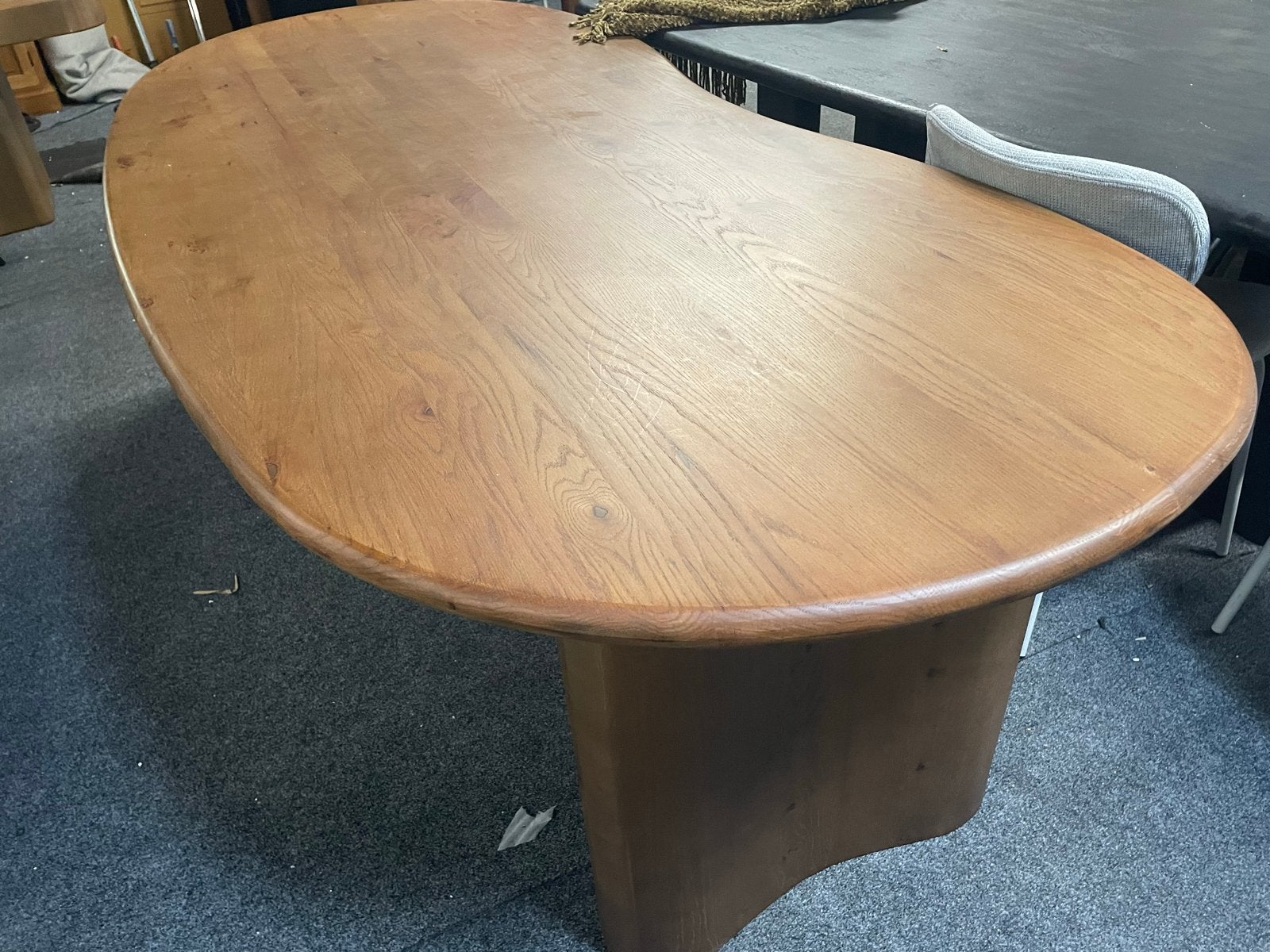 Massief eikenhouten tafel, organische vorm 250x110 cm, Ophalen, 100 tot 150 cm, Eikenhout, Vijf personen of meer