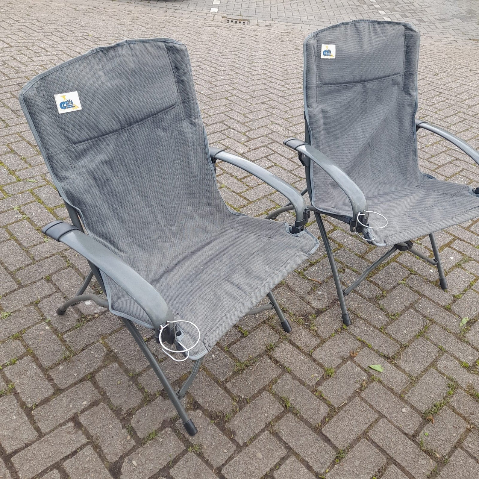 Lichtgewicht Defa campingstoelen met bekerhouder & opbergzak, Ophalen, Gebruikt, Campingstoel