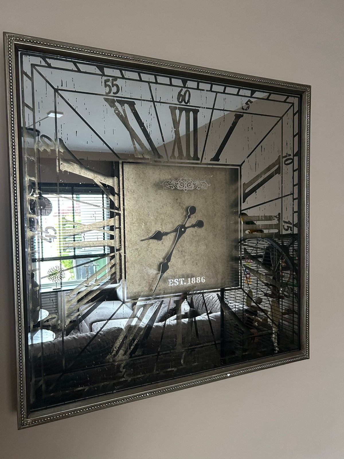 Goudkleurige Spiegel Wandklok - 70x70 cm, Huis en Inrichting, Woonaccessoires | Klokken, Ophalen, Gebruikt, Analoog, Wandklok