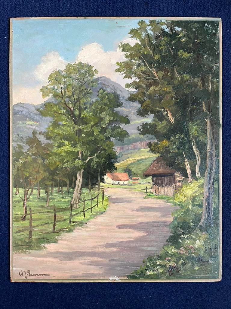 W.J. Pasman Schilderij Berglandschap Berg Landschap Bergen, Antiek en Kunst, Kunst | Schilderijen | Klassiek, Ophalen of Verzenden