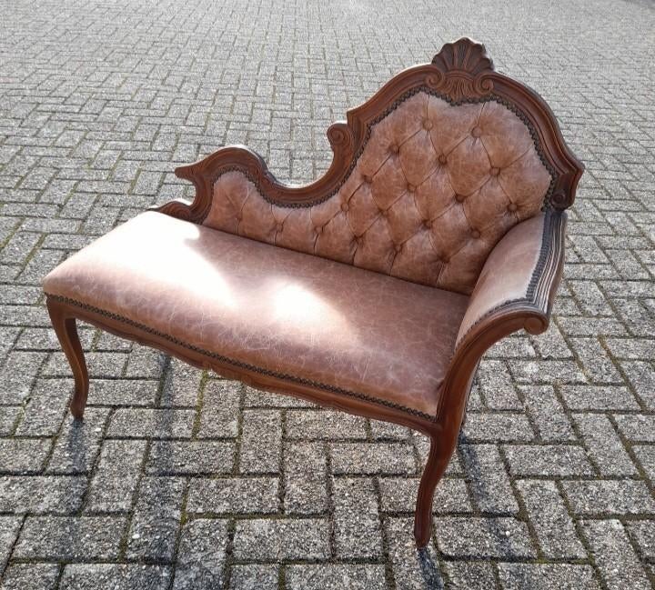 Antiek barok cherstefield sofa leer, Ophalen of Verzenden