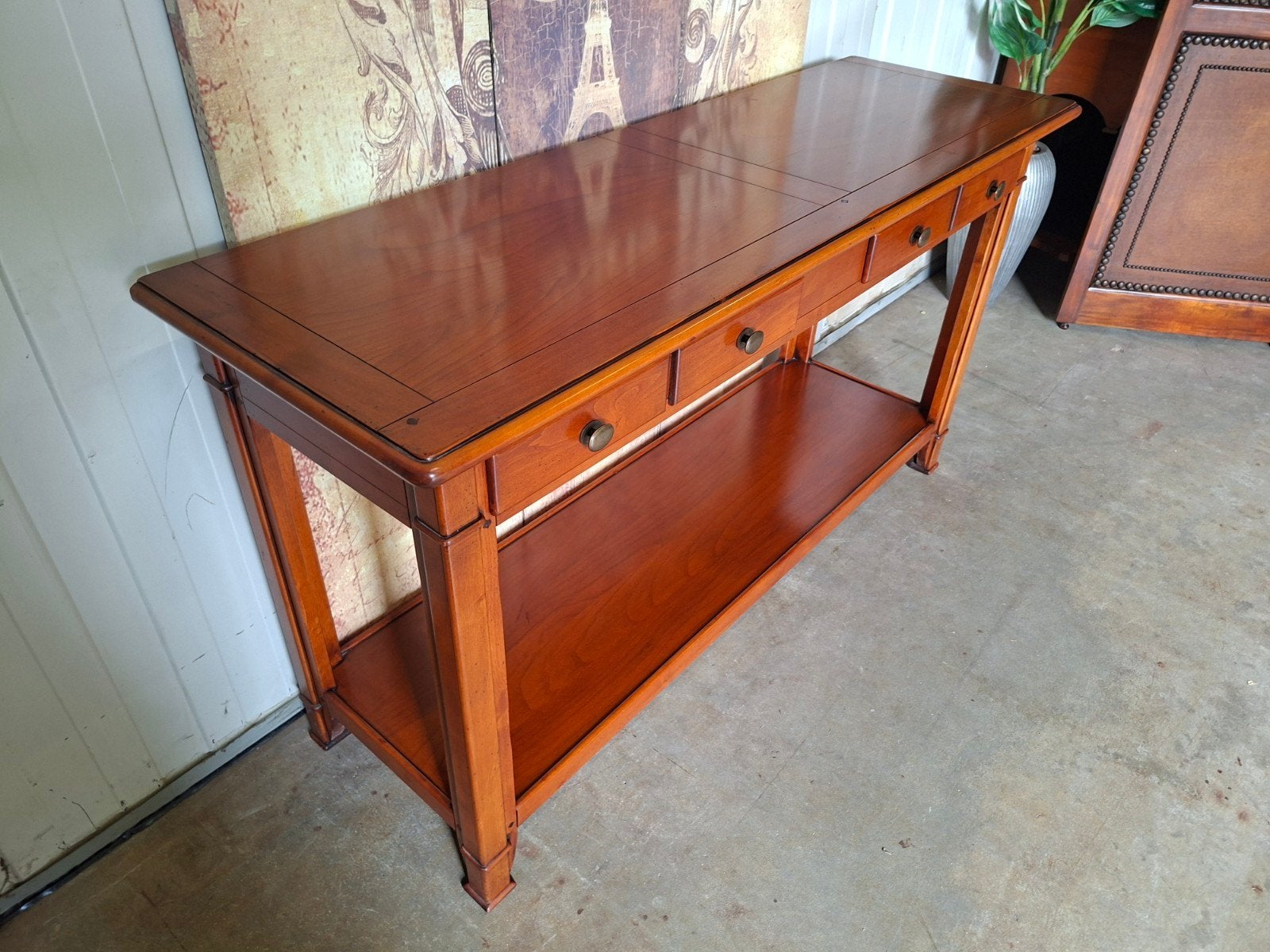 Klassieke kersenhouten sidetables, haltafel, wandconsole,, Ophalen of Verzenden, 25 tot 50 cm, Rechthoekig