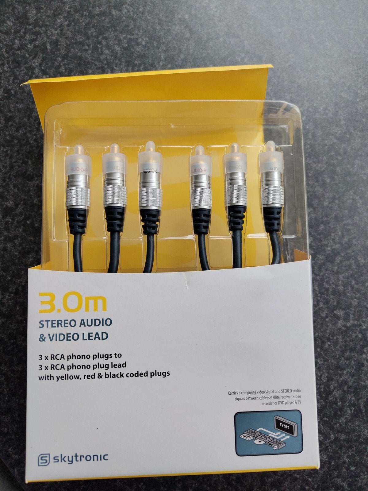 Nieuwe Skytronic 3.0m Stereo Audio & Video RCA Kabel, Ophalen of Verzenden, Nieuw, 2 tot 5 meter, Overige kabels
