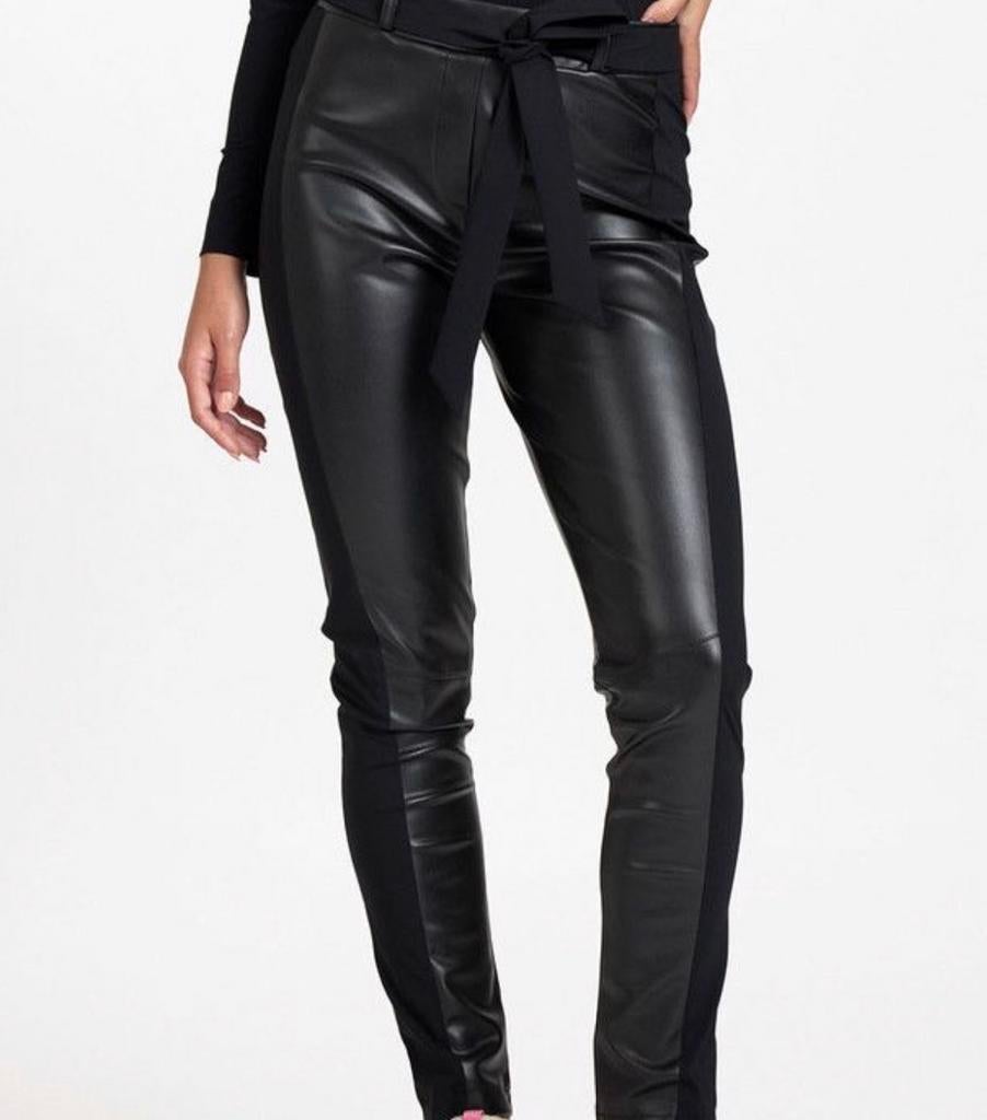 Studio Anneloes Beau Leather Trousers Zwart - Zo Goed Als Ni, Maat 38/40 (M), Zwart, Ophalen of Verzenden, Zo goed als nieuw