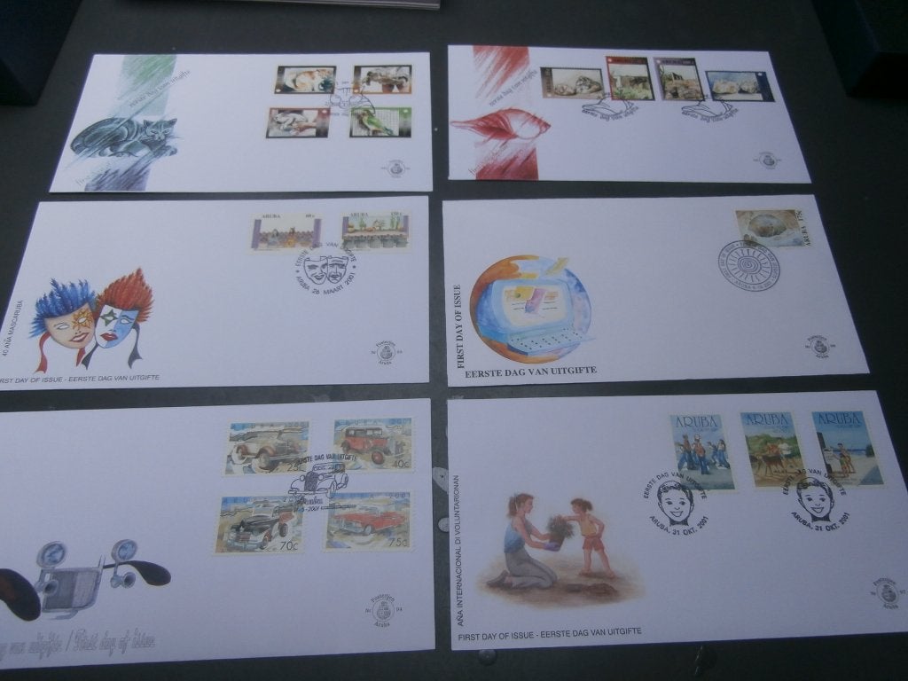 jaargang fdc's aruba  2001, Verzenden, Gestempeld