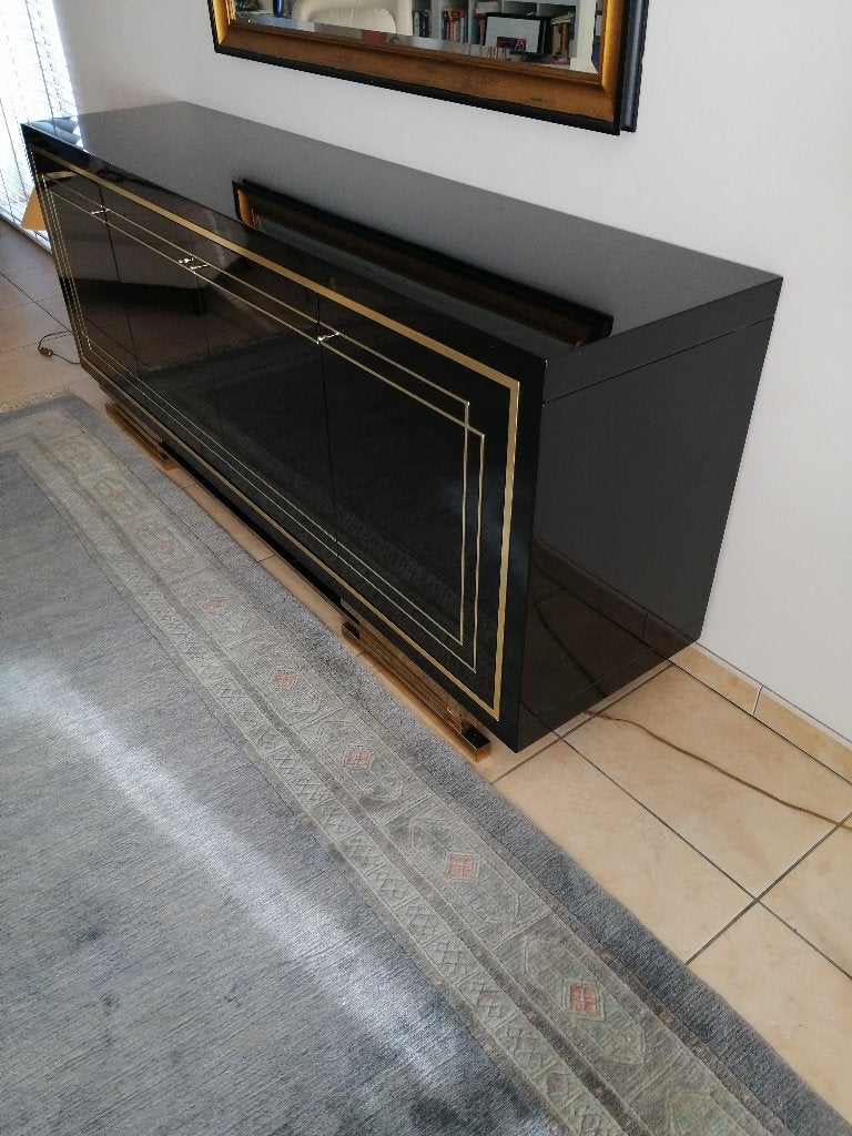 Zwart dressoir met gouden accenten, Ophalen, Overige materialen, Gebruikt, 200 cm of meer