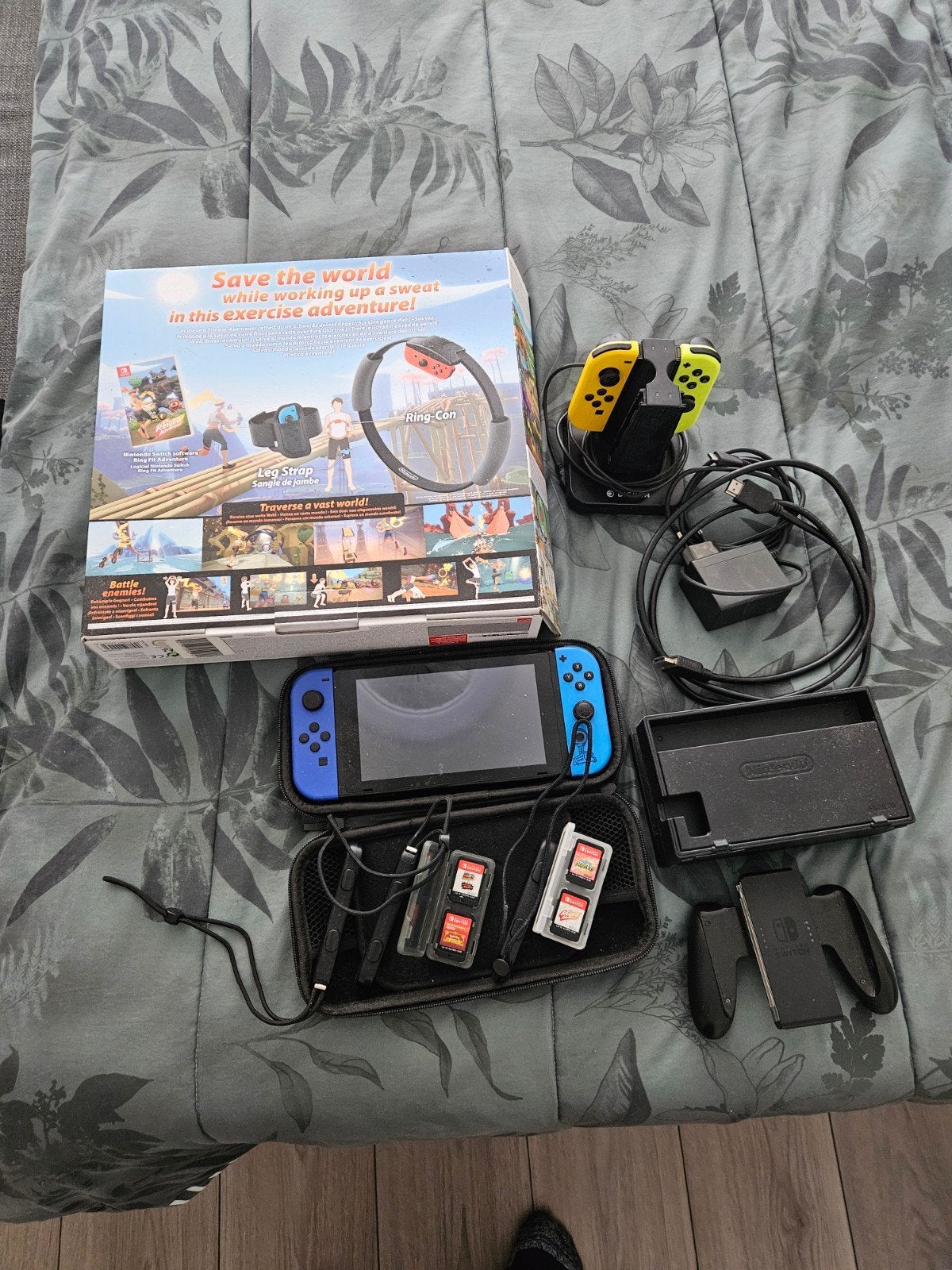 Nintendo Switch met Ring Fit Adventure en accessoires, Ophalen of Verzenden, Switch Original, Met 3 controllers of meer, Gebruikt