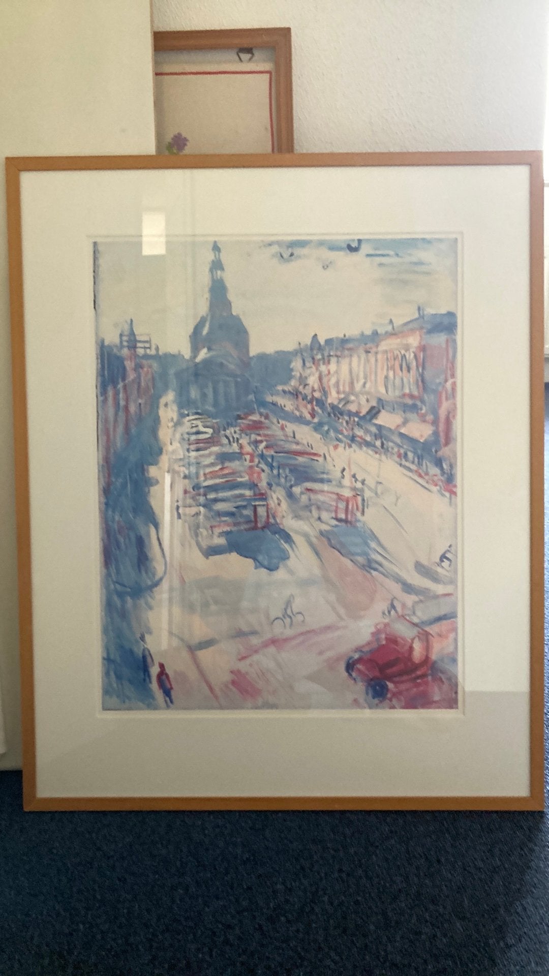 Gezicht op Vismarkt Groningen  ingelijst 61 bij 76 cm, Antiek en Kunst, Overige onderwerpen, Ophalen of Verzenden, Gelimiteerde oplage