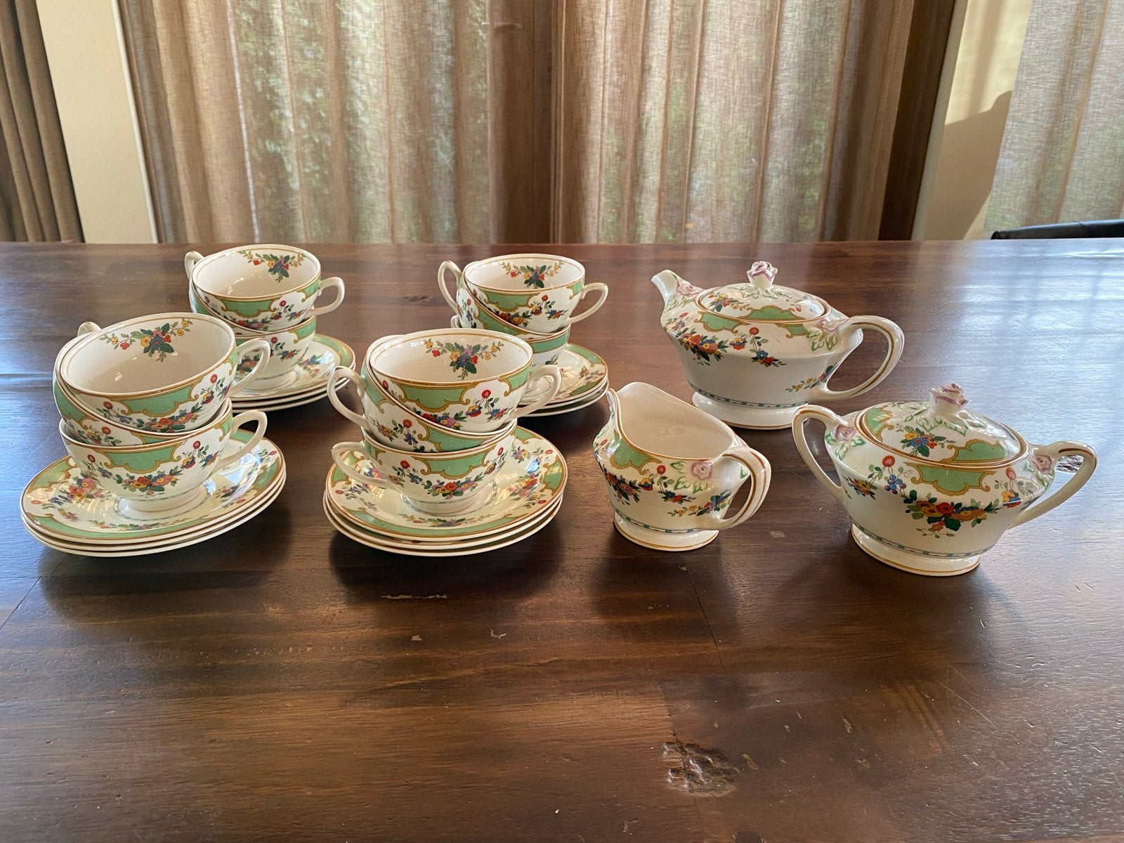 Woods Ivory Ware The Holly and the Ivy theeservies, Antiek en Kunst, Antiek | Servies compleet, Ophalen