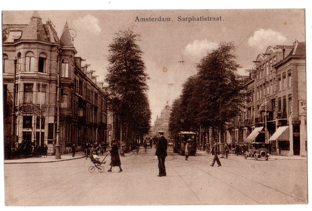 Amsterdam, Tram GTA, Sarphatistraat, Verzamelen, Ophalen of Verzenden, 1920 tot 1940, Gelopen, Noord-Holland