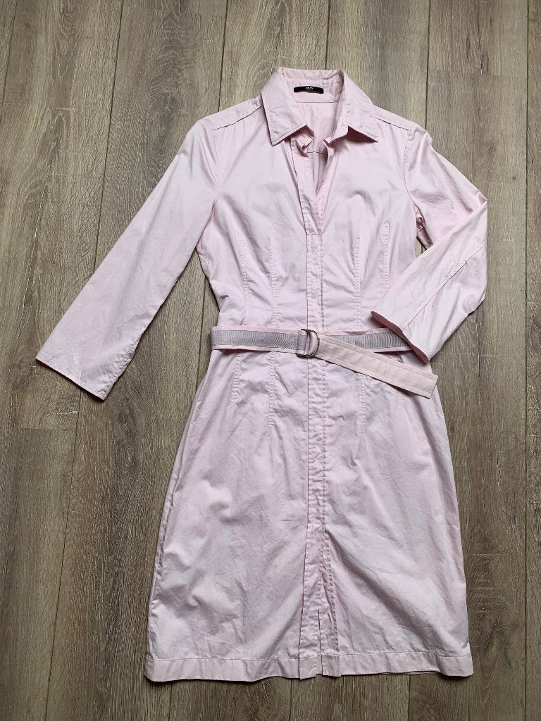 Boss Hugo Boss jurk met ceintuur lt roze beige M/38, Maat 38/40 (M), Verzenden, Zo goed als nieuw, Knielengte