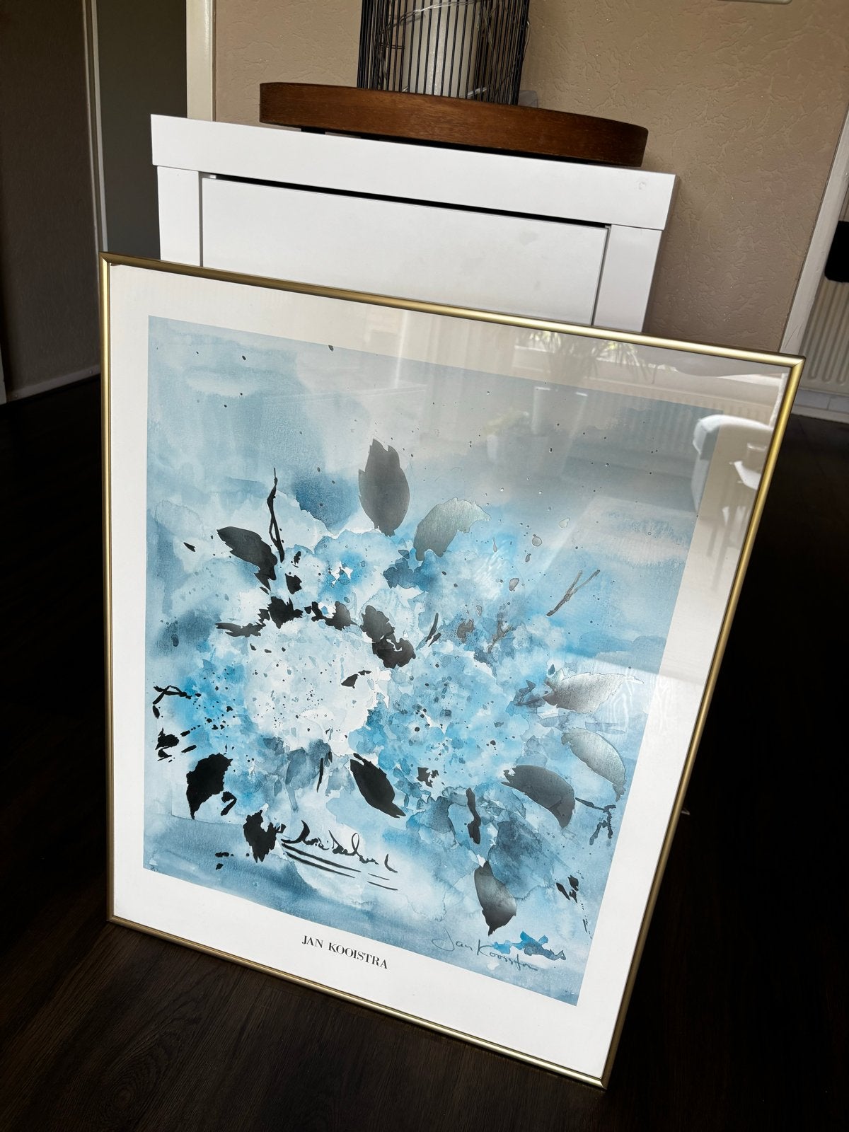Jan Kooistra - Abstracte bloemen in blauwtinten, Abstract, Print, Papier, Ophalen