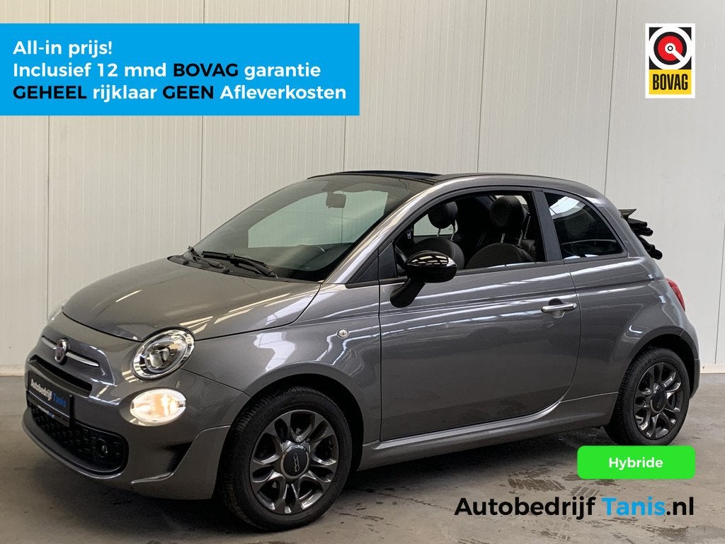 Fiat 500C 1.0 Hybrid Sport Cabriolet AIRCO-LEDER-NAVI by CAR, Auto's, Fiat, 12 maanden, Gebruikt, Euro 6, 4 stoelen